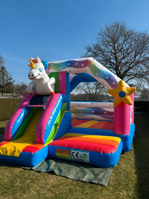 Springkasteel Unicorn, Hobby en Vrije tijd, Feestartikelen | Verhuur, Nieuw, Ophalen