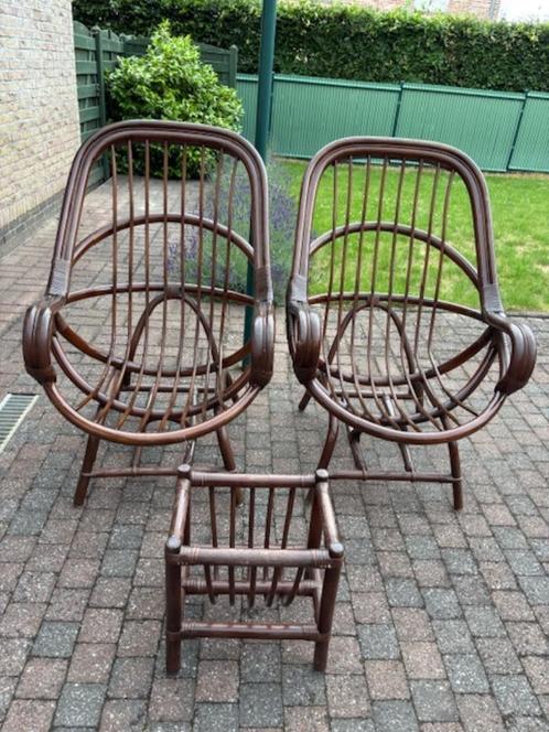 ROTAN MEUBELS - 4 STOELEN & 2 ZETELS, Huis en Inrichting, Stoelen, Gebruikt, Ophalen