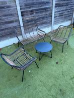 Tuinset loungeset 3 stoelen + tafel met kussens – rotan look, Tuin en Terras, Ophalen, 4 zitplaatsen, Rotan, Loungeset