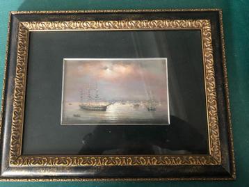 Marine sous verre "Navires dans le crépuscule" (2015) beschikbaar voor biedingen