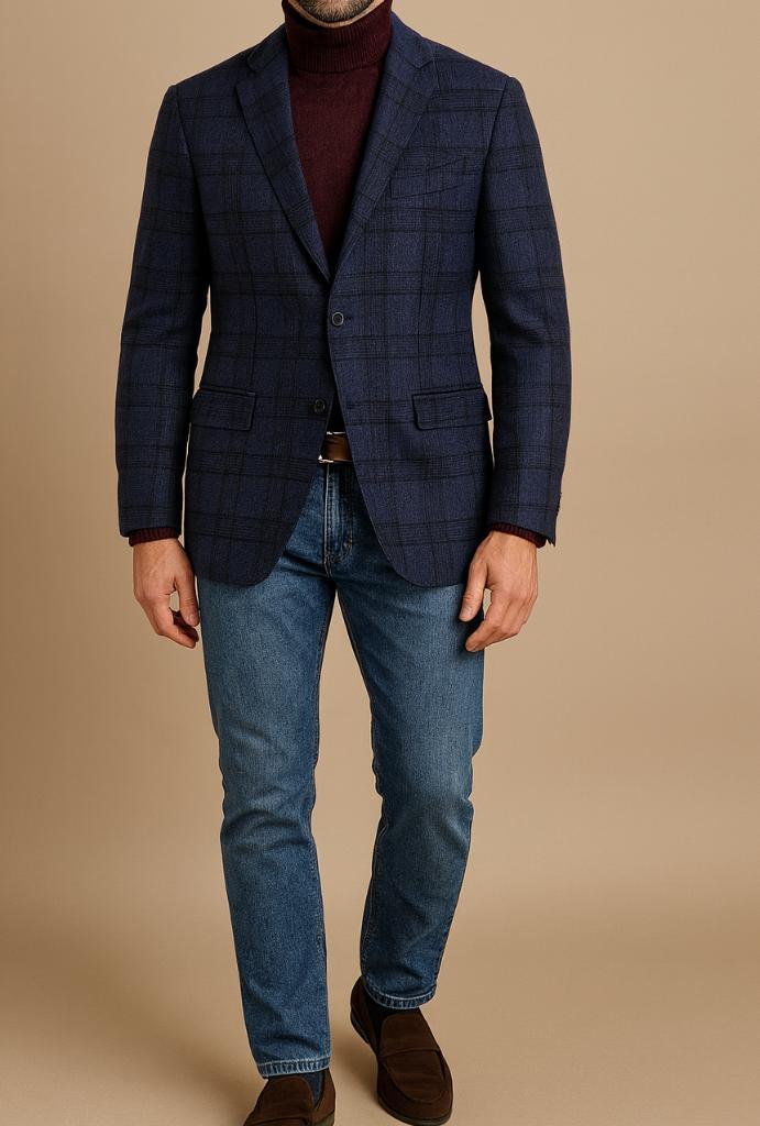 Exclusieve Ravazzolo 100% kasjmier blazer, Kleding | Heren, Kostuums en vesten, Zo goed als nieuw, Maat 52/54 (L), Blauw, Ophalen of Verzenden