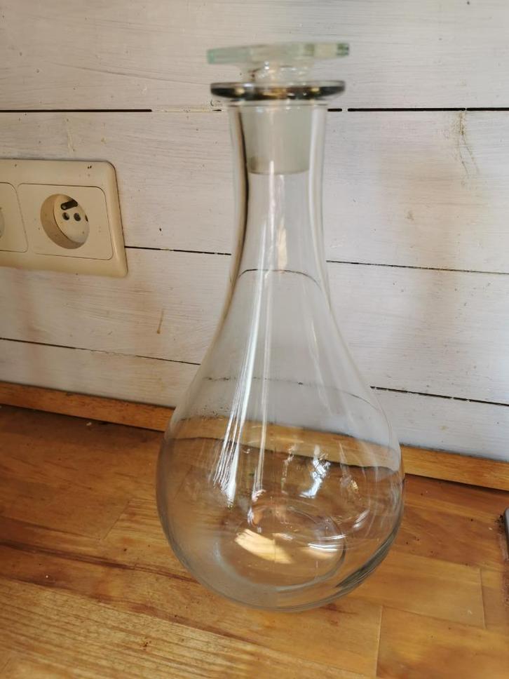 Glazen karaf, waterkan, decanteer karaf., Maison & Meubles, Cuisine | Vaisselle, Comme neuf, Autres types, Autres styles, Verre