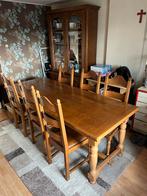 Tafel in eik met 6 bijhorende stoelen., Huis en Inrichting, Eikenhout, 200 cm of meer, 50 tot 100 cm, Zo goed als nieuw