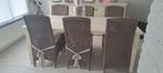 6 rieten stoelen, Huis en Inrichting, Stoelen, Ophalen, Gebruikt, Bruin, Riet of Rotan