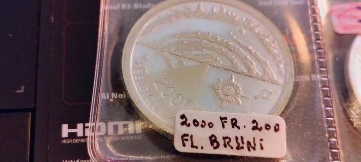200 francs - Albert II - Millénium univers flan bruni FL, Timbres & Monnaies, Monnaies | Belgique, Monnaie en vrac, Argent, Argent