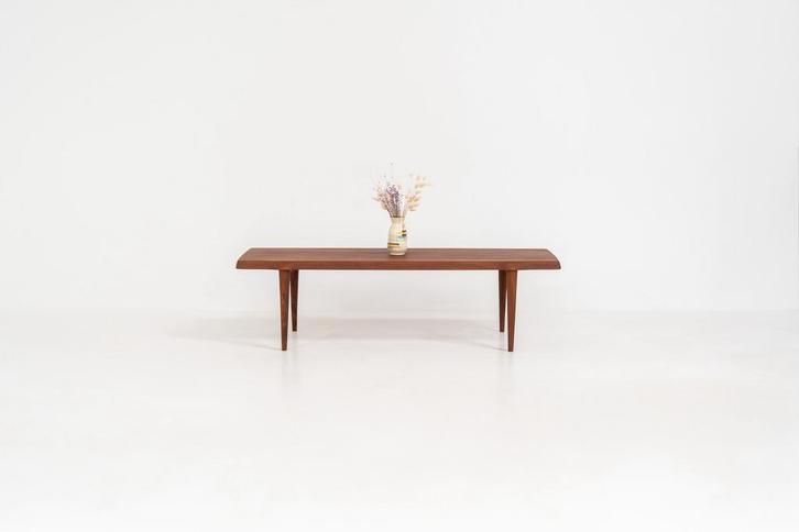 Grote vintage sculpturale salontafel van John Boné, Huis en Inrichting, Tafels | Salontafels, Zo goed als nieuw, Teakhout, Ophalen
