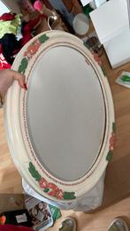 Miroir oval blanc vintage avec des roses, Antiek en Kunst, Antiek | Spiegels