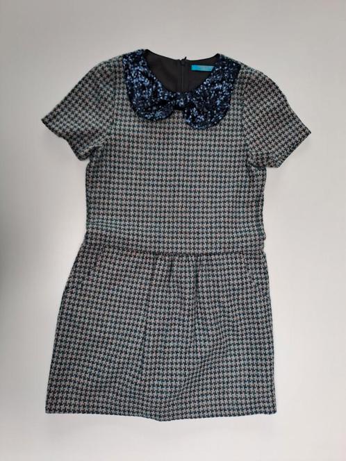 Mt 140 Winterjurk met veelkleurige pied de poule motief, Kinderen en Baby's, Kinderkleding | Maat 140, Zo goed als nieuw, Meisje