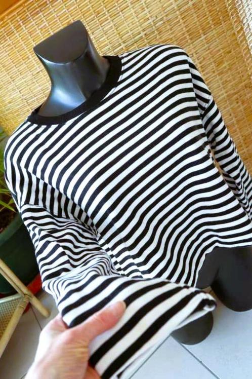 vintage zwart/wit warm shirt, Kleding | Dames, T-shirts, Gedragen, Maat 42/44 (L), Overige kleuren, Lange mouw, Ophalen of Verzenden