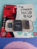 Kingston micro SD-geheugenkaart + adapter + lezer, Audio, Tv en Foto, Foto | Geheugenkaarten, Nieuw, 16 GB, Kingston, MicroSD