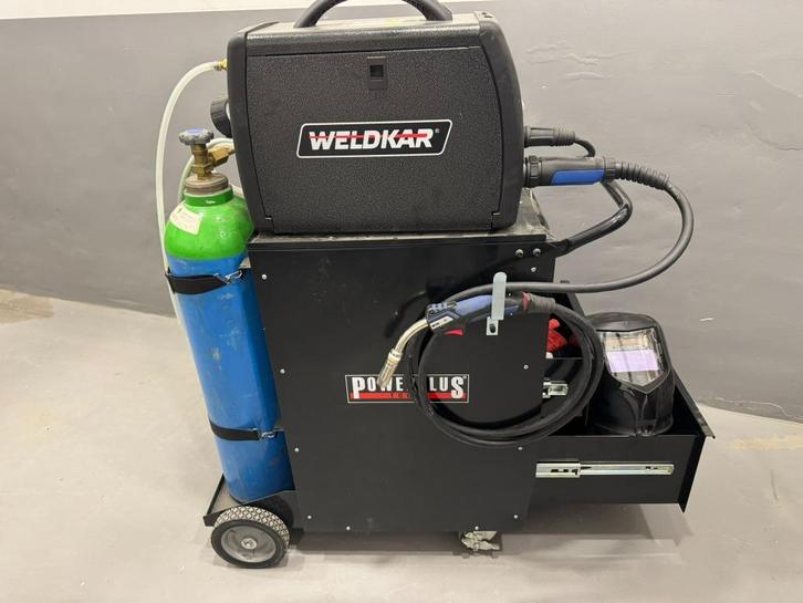 Weldkar MIG 200 Lasinverter 230V – Complete Set, Doe-het-zelf en Bouw, Gereedschap | Lasapparaten, Zo goed als nieuw, CO2, 150 tot 250 ampère