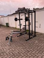 Squatrek met halterbanken & 80kg + extra’s, Sport en Fitness, Fitnessmaterialen, Ophalen, Zo goed als nieuw