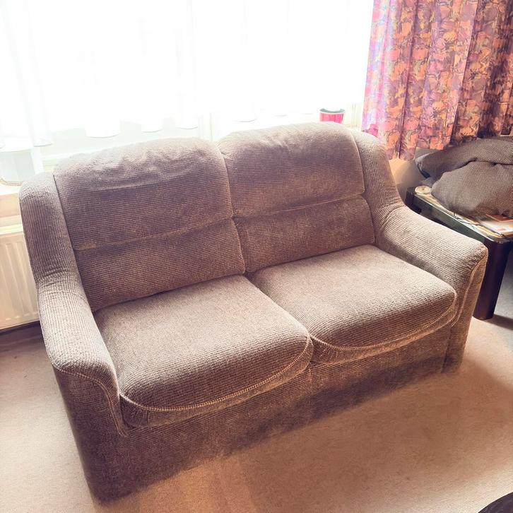 Stoffen salon ‘70 stijl, Huis en Inrichting, Zetels | Zetels, Gebruikt, Rechte bank, Vierpersoons of meer, 200 tot 250 cm, 75 tot 100 cm