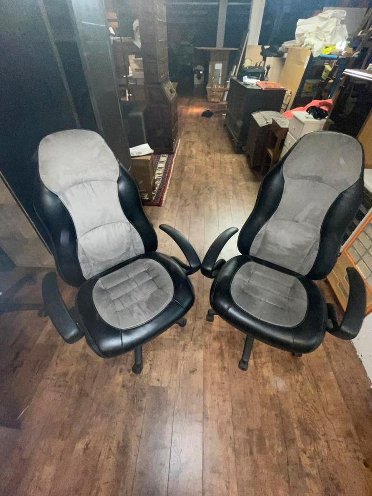 Set van 2 bureaustoelen/chaise de bureau Topstar, Huis en Inrichting, Stoelen, Zo goed als nieuw, Eén, Leer, Grijs, Ophalen