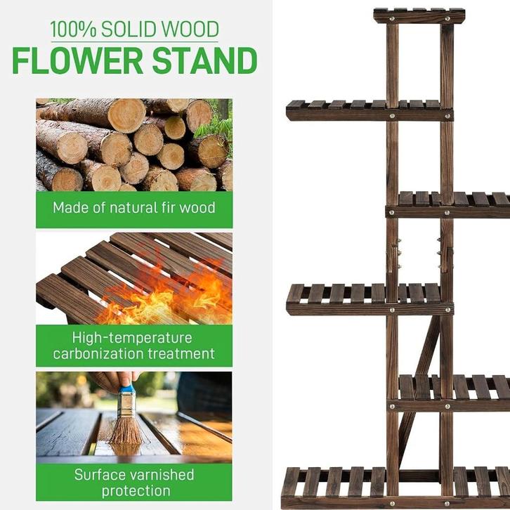 Étagère 6 étages en bois massif pour balcon/terrasse/jardin, Maison & Meubles, Armoires | Étagères, Utilisé, Enlèvement