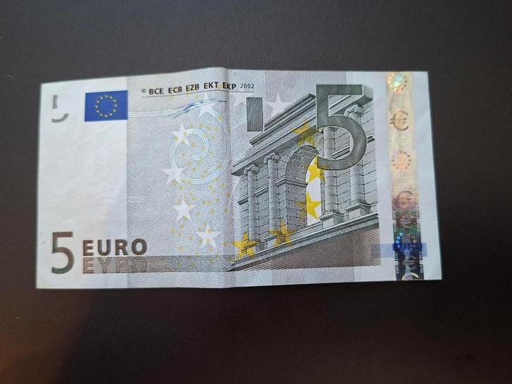 2002 Duitsland 5 euro 1e serie Duisenberg code P004, Postzegels en Munten, Bankbiljetten | Europa | Eurobiljetten, Los biljet
