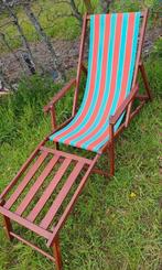 Vintage strandstoel met afneembare voetenbankje, Comme neuf