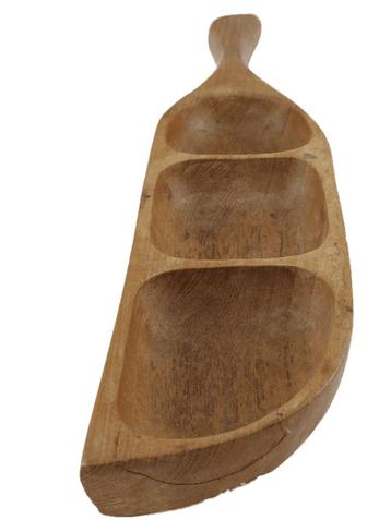 Vintage Houten teak Snackschaal - 3 vakken beschikbaar voor biedingen