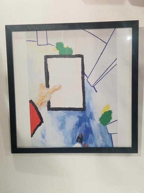 R. Raveel  , op stap met een tekenblad , in kader., Antiek en Kunst, Kunst | Schilderijen | Modern, Ophalen of Verzenden