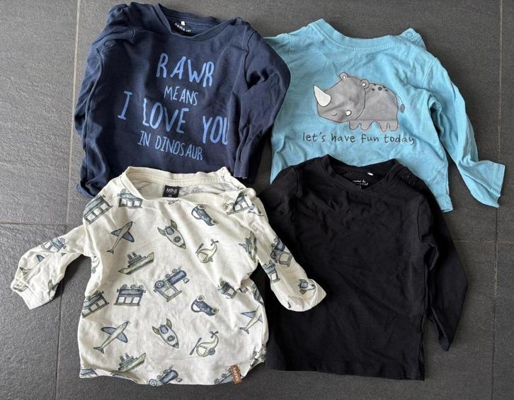 4 shirts, Kinderen en Baby's, Babykleding | Maat 68, Zo goed als nieuw, Jongetje, Shirtje of Longsleeve, Ophalen