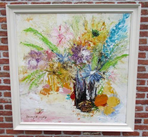 Prachtig Groot bloemenstilleven van Henry Roland 1919 - 2000, Antiquités & Art, Art | Peinture | Moderne, Enlèvement