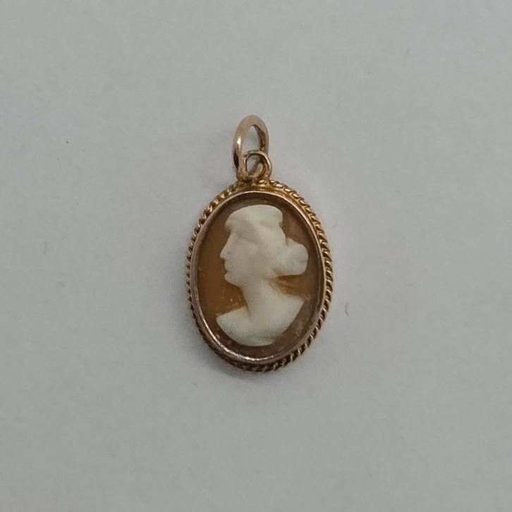 Pendentif camée en or 14 carats (585), Bijoux, Sacs & Beauté, Pendentifs, Comme neuf, Or, Or, Autres représentations, Avec pierre précieuse
