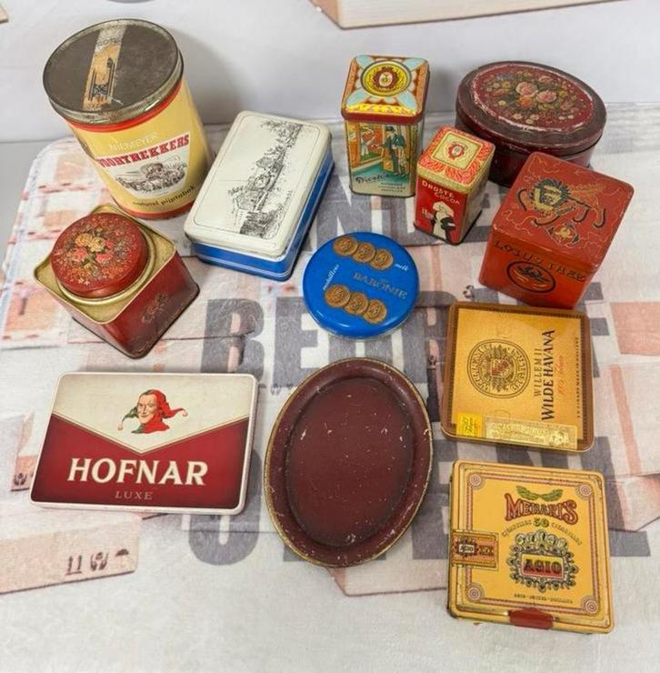 Partij Antiek blik antieke voorraad keuken Blikken opbergen, Verzamelen, Blikken, Zo goed als nieuw, Droste, Ophalen of Verzenden