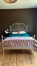 Leirvik bed van ikea met lattenbodems., Ophalen, Gebruikt, Wit, 140 cm