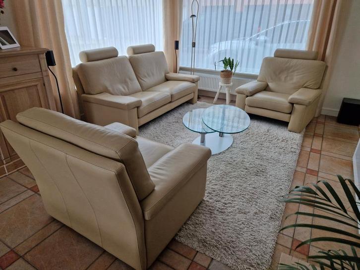 Lederen salon in uitstekende staat, Huis en Inrichting, Zetels | Zetels en Chaises Longues, Zo goed als nieuw, Ophalen