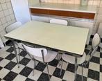 keukentafel en 4 stoelen, Ophalen, 100 tot 150 cm, Wit, Zo goed als nieuw