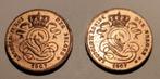1 cent Leopold II  1907, Ophalen, Metaal, Setje