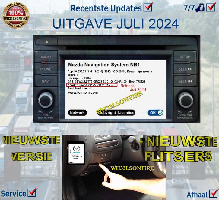 Mazda TomTom NB1 recentste versie 2025, Computers en Software, Navigatiesoftware, Update, Ophalen
