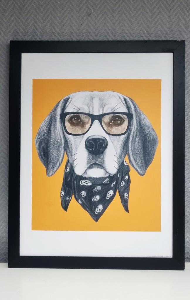 Cadre déco "Beagle Hipster", Antiek en Kunst, Kunst | Schilderijen | Modern, Ophalen