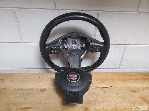 Seat Ibiza 6L 2002 -2009 lederen stuur met knoppen en airbag, Auto-onderdelen, Besturing, Seat, Gebruikt, Ophalen of Verzenden
