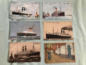 6 postkaarten Red Star Line / White Star Line beschikbaar voor biedingen