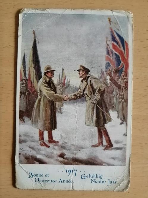 Carte de voeux 1917 de l'armée britannique à l'armée belge, Verzamelen, Postkaarten | Themakaarten, Ophalen of Verzenden
