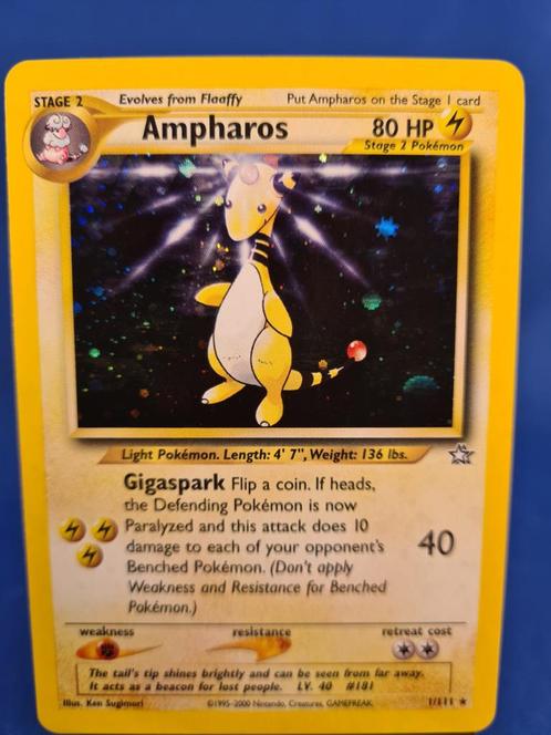 Ampharos 1/111 - Neo Genesis, Hobby en Vrije tijd, Verzamelkaartspellen | Pokémon, Gebruikt, Verzenden