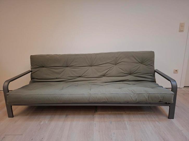 Mooie bedbank, Huis en Inrichting, Slaapkamer | Slaapbanken, Gebruikt, 90 cm, 210 cm, Twijfelaar, Grijs, Groen, Ophalen