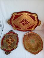3 Florentijnse dienbladen, Ophalen of Verzenden, Gebruikt, Glas of Kopje