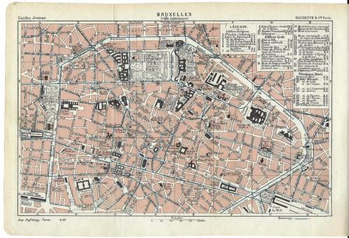 1911 - Brussel stadsplan / Bruxelles plan de la ville, Boeken, Atlassen en Landkaarten, Ophalen of Verzenden