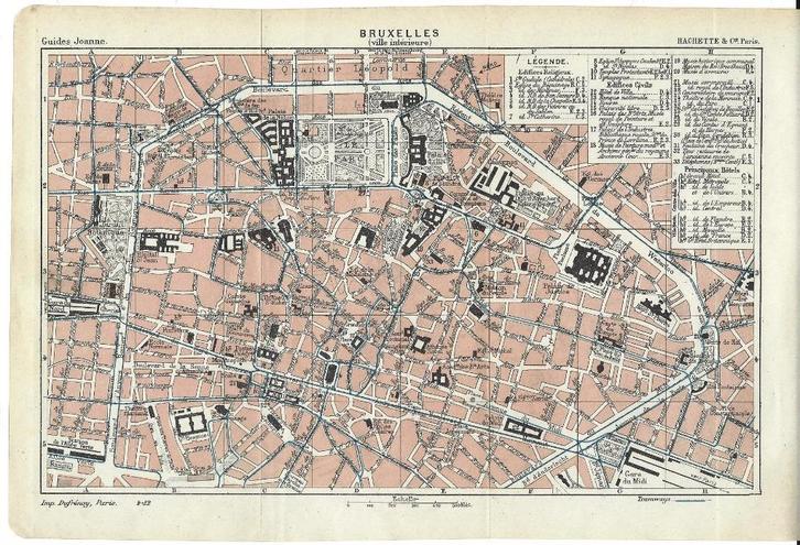 1911 - Brussel stadsplan / Bruxelles plan de la ville, Boeken, Atlassen en Landkaarten, Ophalen of Verzenden