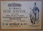 Ritman’s oude genever. Leiden. Reclamekaartje, Verzamelen, Ophalen of Verzenden