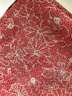 vintage 1980s polyester rood x crème x beige bloemen, Hobby en Vrije tijd, Stoffen en Lappen, Ophalen of Verzenden, Zo goed als nieuw
