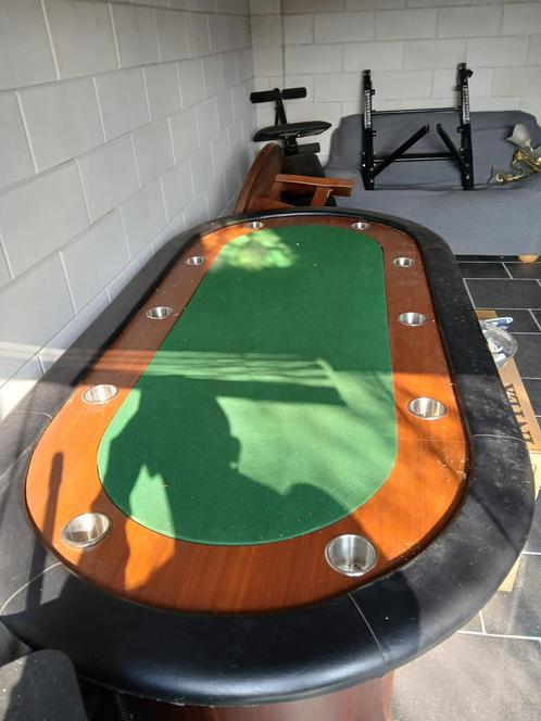 Pokertafel voor 10 personen met bekerhouders !, Antiek en Kunst, Antiek | Meubels | Tafels, Ophalen of Verzenden