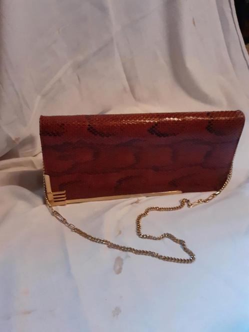 Vintage echte Python/slangenleder cluch/handtas, Handtassen en Accessoires, Tassen | Damestassen, Gebruikt, Handtas, Ophalen of Verzenden