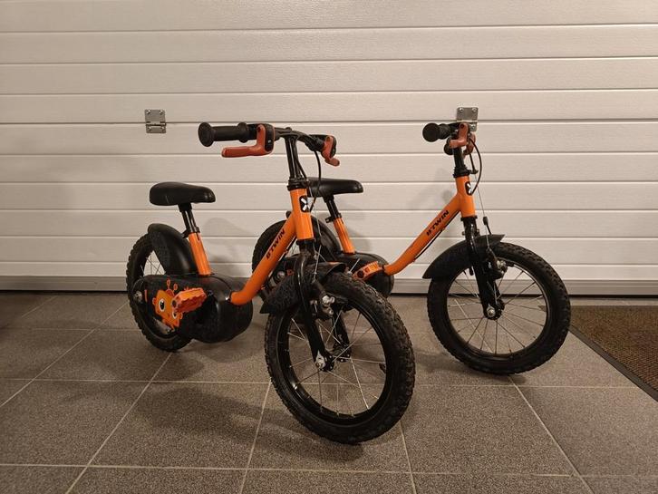 2 dezelfde kinderfietsen 14 inch, Vélos & Vélomoteurs, Vélos | Vélos pour enfant, Comme neuf, Moins de 16 pouces, Stabilisateurs