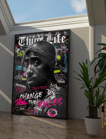 XXL Glasschilderij | Thug Life - Tupac Shakur - 6 sizes beschikbaar voor biedingen