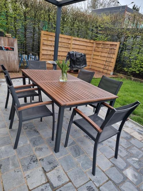 Salon de jardin : table et 6 chaises, Jardin & Terrasse, Ensembles de jardin, Comme neuf, Aluminium, Enlèvement ou Envoi