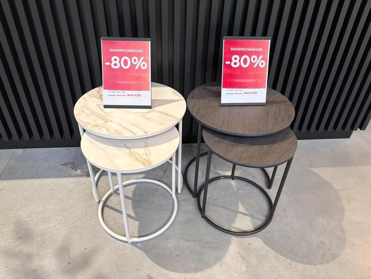 Lounge bijzettafels Fano, Huis en Inrichting, Tafels | Bijzettafels, Zo goed als nieuw, Rond, 45 tot 60 cm, Minder dan 55 cm, Metaal of Aluminium