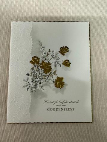 Vintage kaart Gouden feest + enveloppe (nieuw) beschikbaar voor biedingen